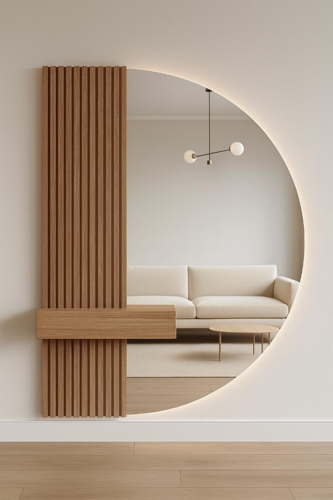 Espejo Clarice con panel de madera